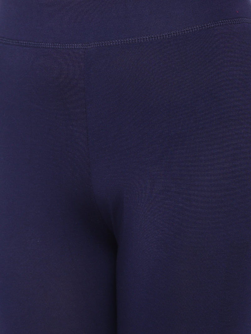 De Moza Ladies Ankle Length Leggings Modal Dark Navy Blue - De Moza (6564027367487)