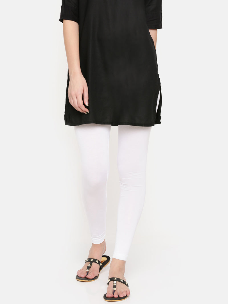 De Moza Ladies Ankle Length Leggings Modal White - De Moza (6564026056767)