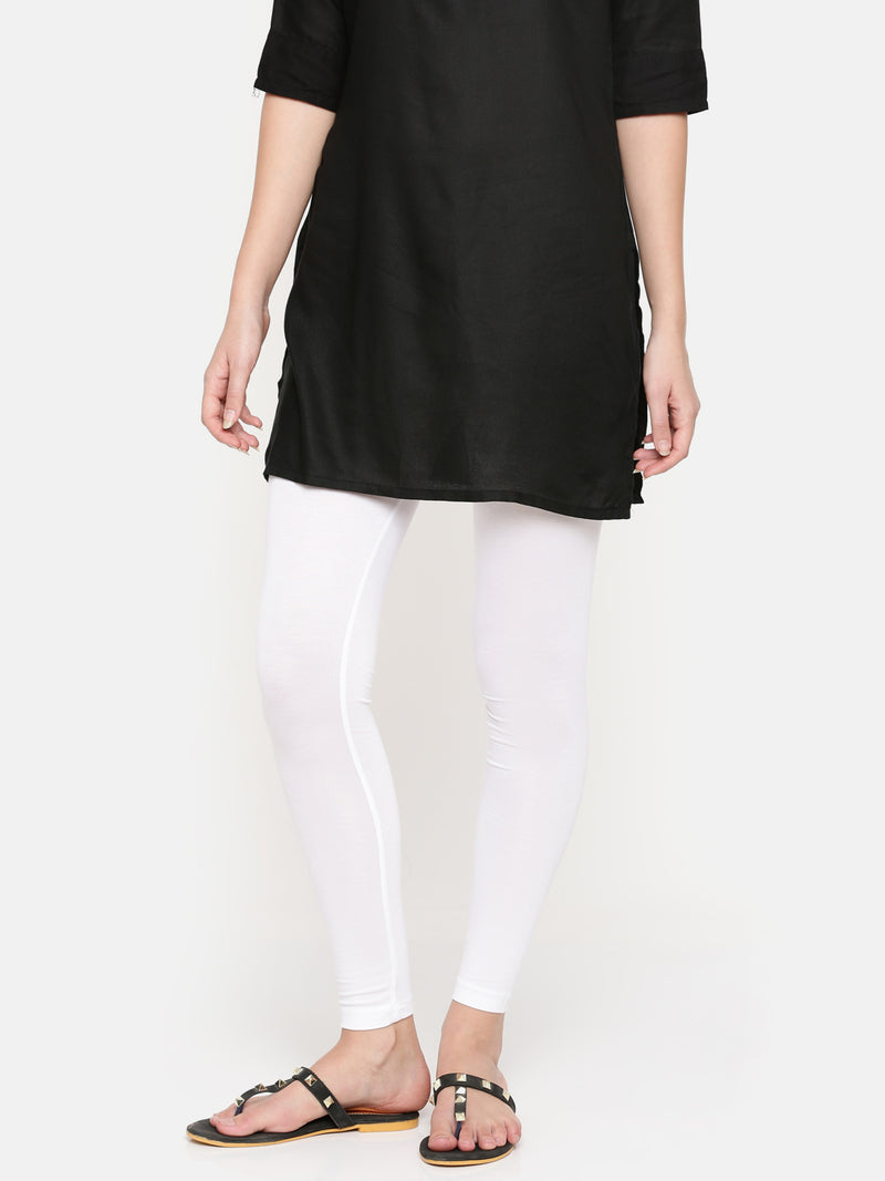 De Moza Ladies Ankle Length Leggings Modal White - De Moza (6564026056767)