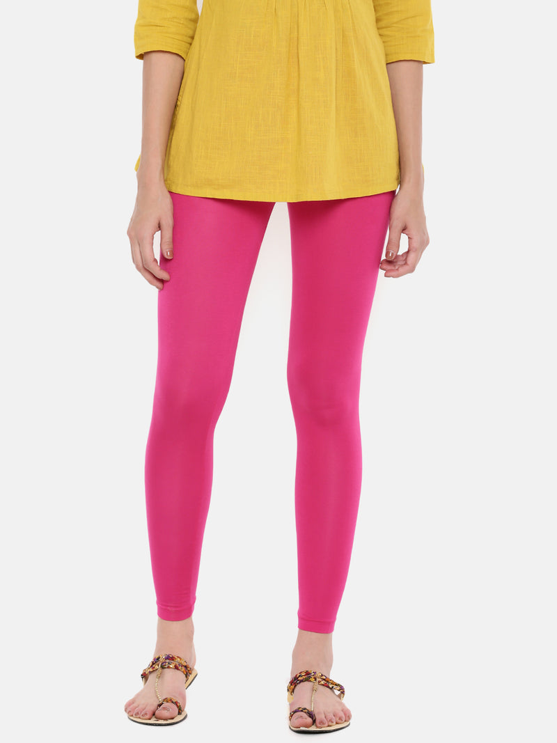 De Moza Ladies Ankle Length Leggings Modal Fuchsia - De Moza (6564028416063)