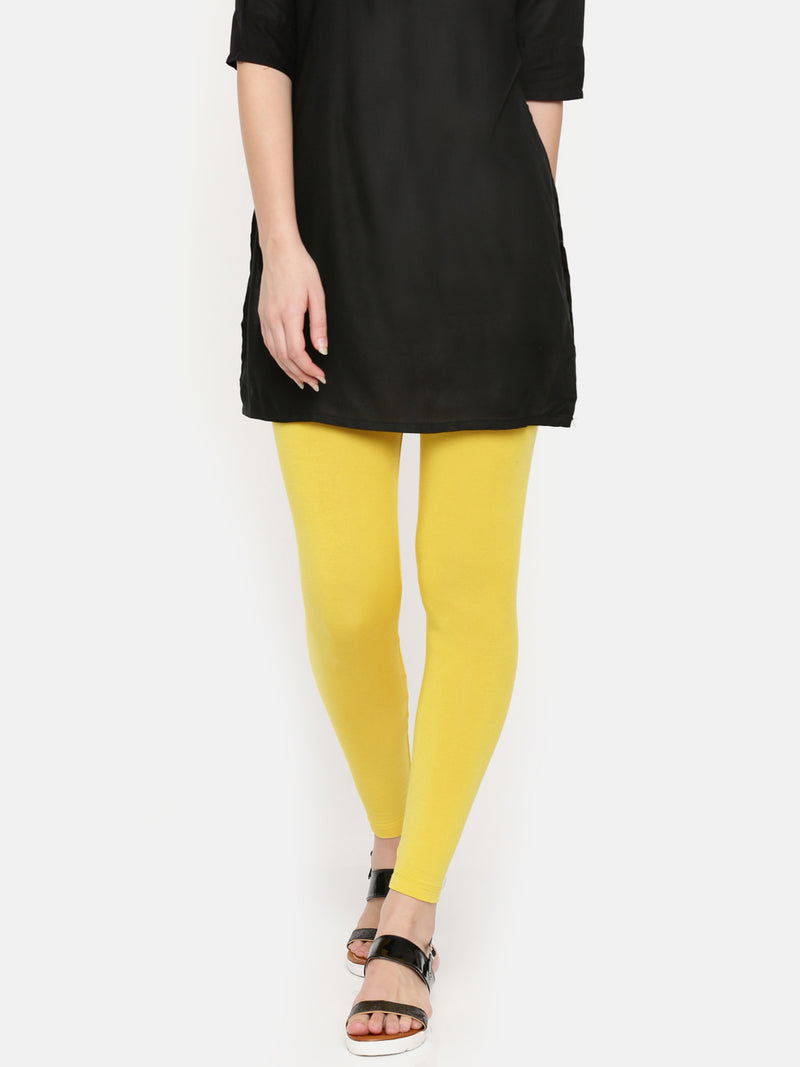 De Moza Ladies Ankle Length Leggings Modal Golden Yellow - De Moza (6564026417215)
