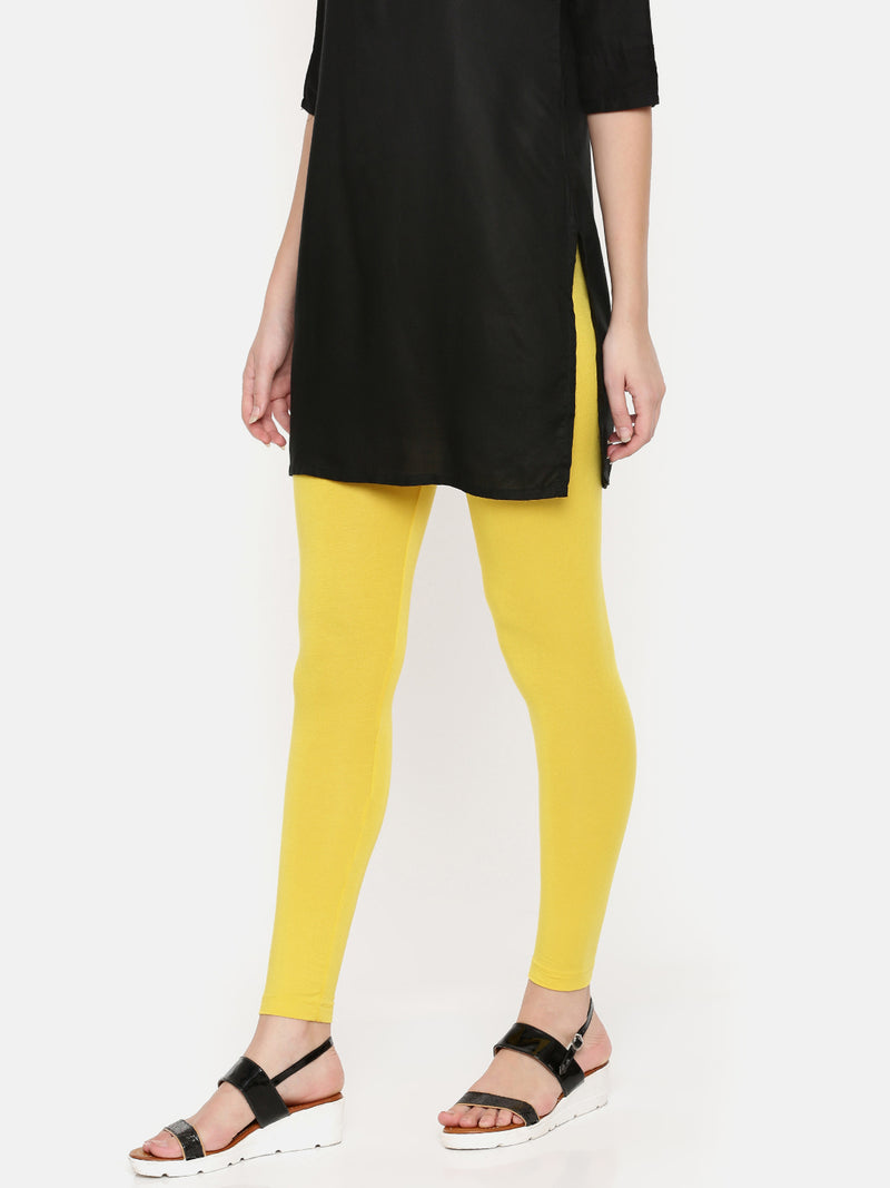 De Moza Ladies Ankle Length Leggings Modal Golden Yellow - De Moza (6564026417215)