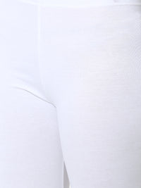 De Moza Women's Ankle Length Pack 3 Leggings Solid Cotton White Free Size - De Moza (4822486712383)