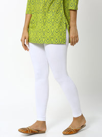 De Moza Women's Ankle Length Pack 3 Leggings Solid Cotton White Free Size - De Moza (4822486712383)