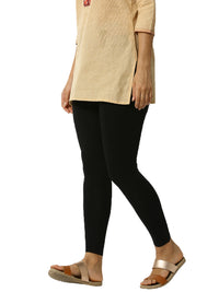 De Moza Women's Ankle Length Pack 5 Leggings Solid Cotton Black Free Size - De Moza (4822486777919)