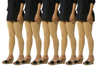 De Moza Women's Ankle Length Pack 5 Leggings Solid Cotton Skin Free Size - De Moza (4822486810687)