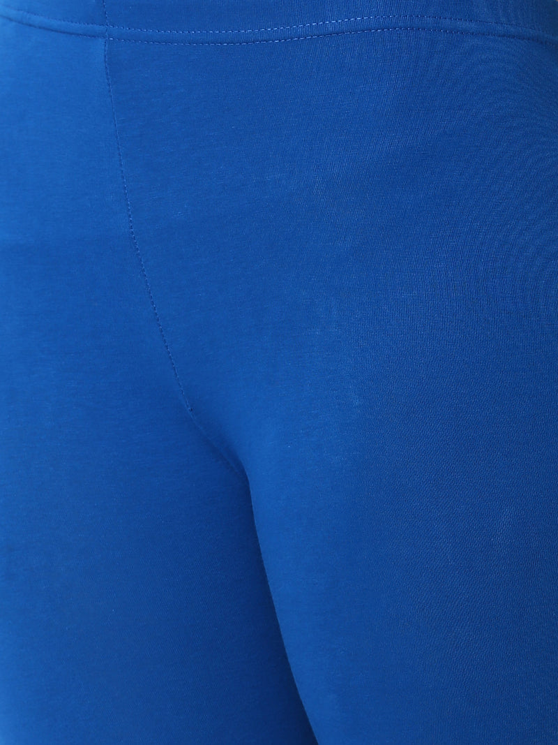 De Moza Women Ankle Length Leggings Solid Cotton Cobalt.