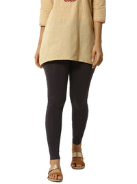 De Moza Ladies Ankle Length Leggings Solid Cotton Dark Grey - De Moza