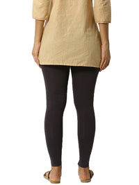 De Moza Ladies Ankle Length Leggings Solid Cotton Dark Grey - De Moza