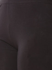 De Moza Ladies Ankle Length Leggings Solid Cotton Dark Grey - De Moza