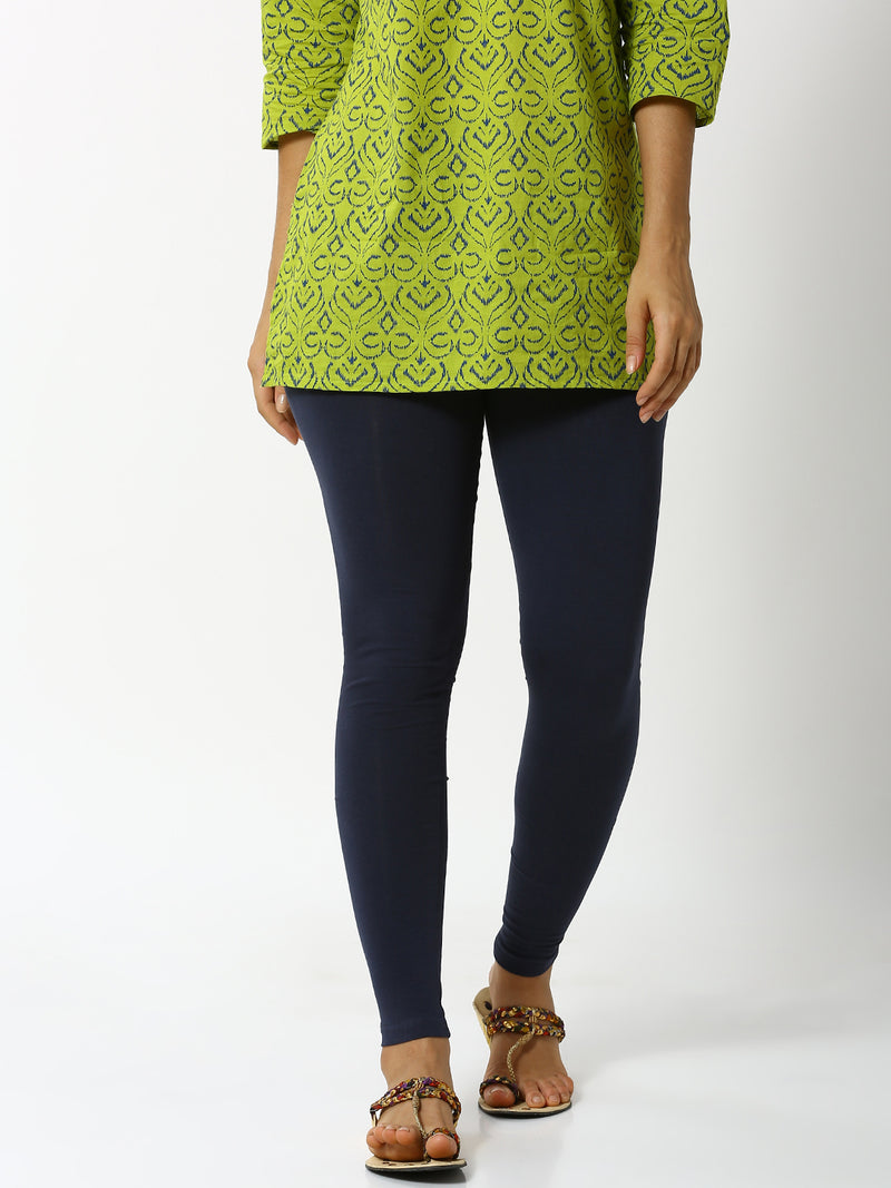 De Moza - Women's Dark Navy Blue Leggings Ankle Length (4890553188415)