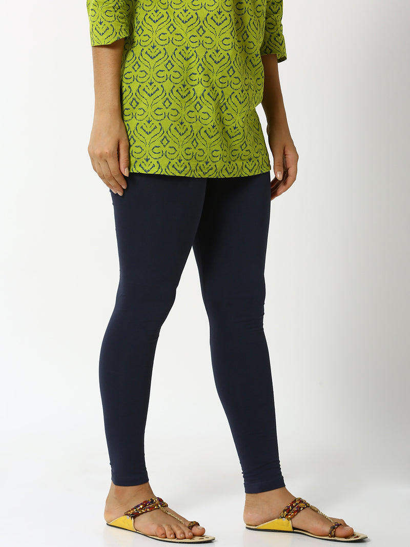 De Moza - Women's Dark Navy Blue Leggings Ankle Length (4890553188415)