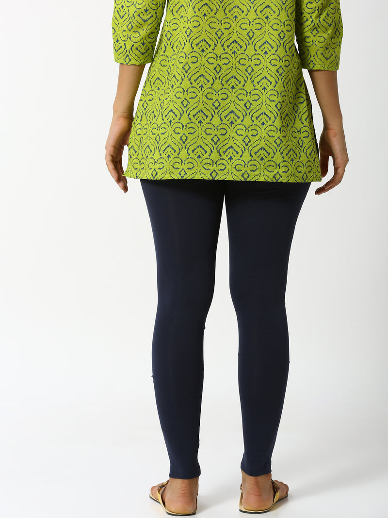 De Moza - Women's Dark Navy Blue Leggings Ankle Length (4890553188415)