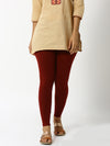 De Moza Women Ankle Length Leggings Solid Cotton maroon.