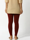 De Moza Women Ankle Length Leggings Solid Cotton maroon.