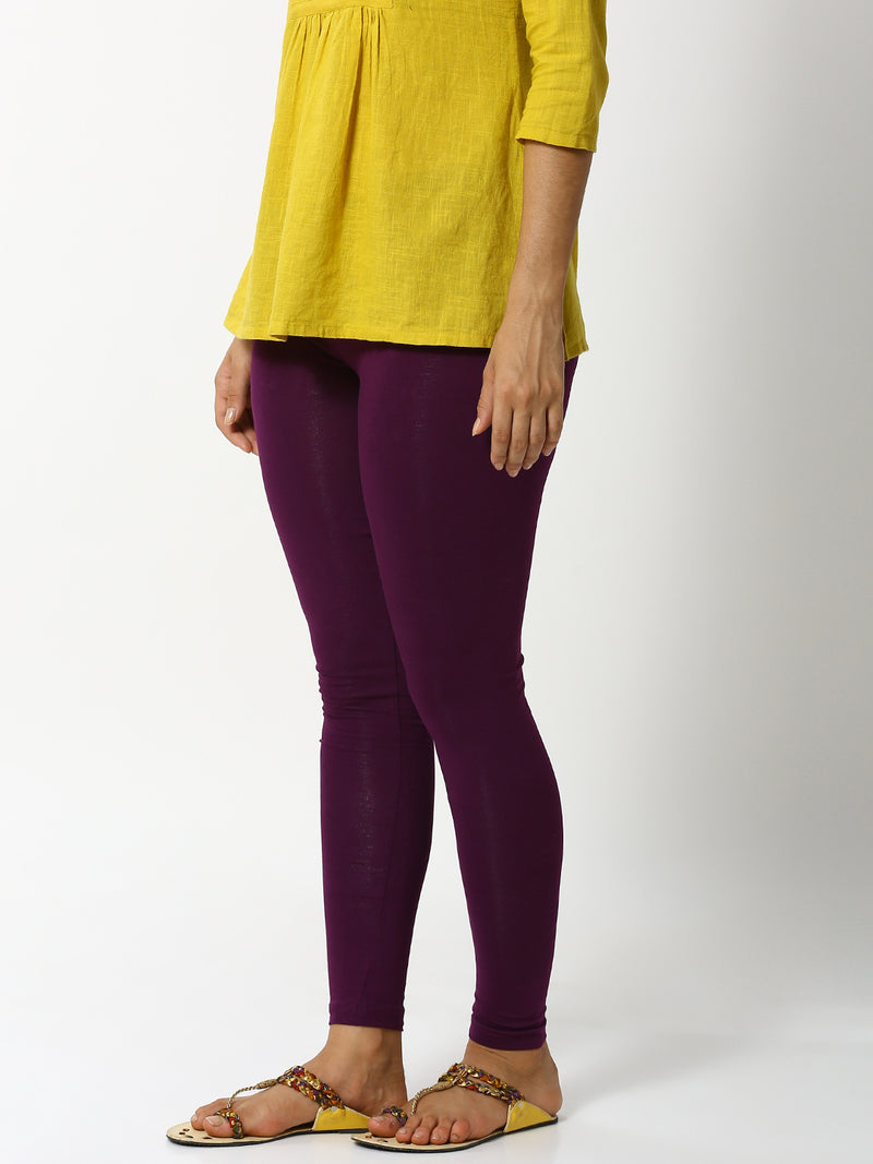 De Moza- Women's Dark Purple Leggings Ankle Length (4890553221183)