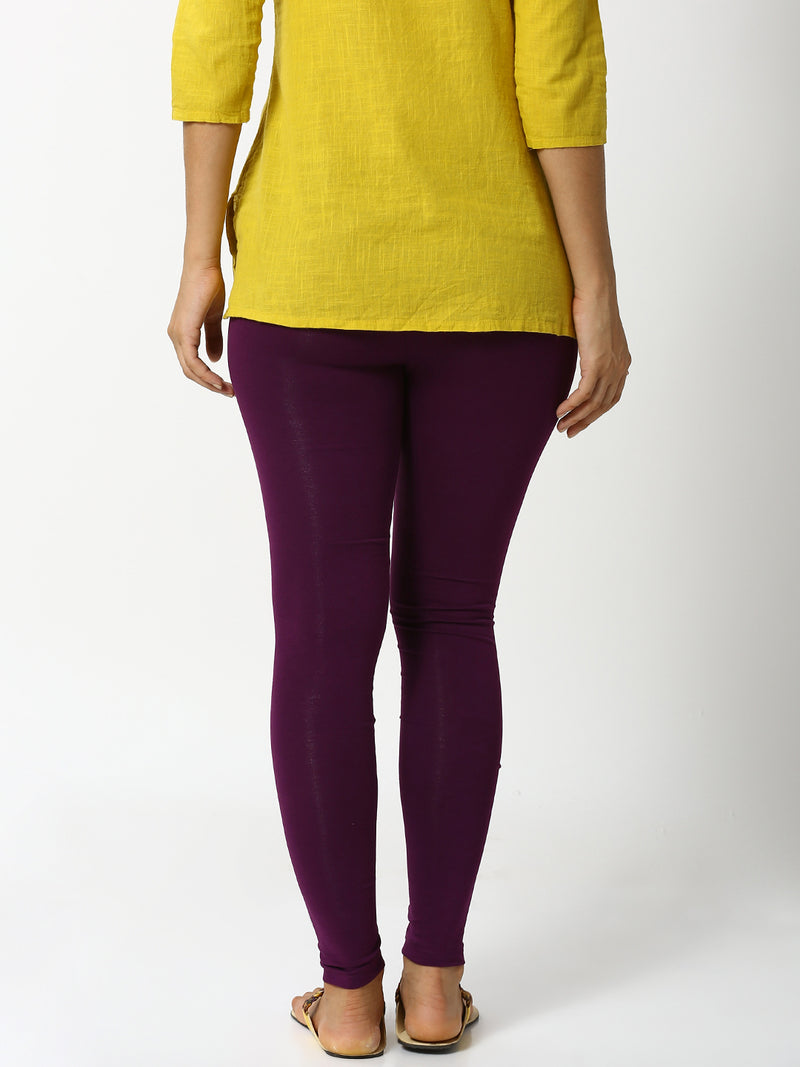 De Moza- Women's Dark Purple Leggings Ankle Length (4890553221183)