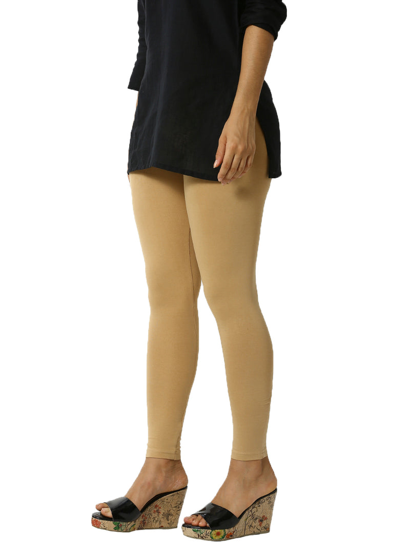 De Moza Ladies Ankle Length Leggings Solid Viscose Skin - De Moza