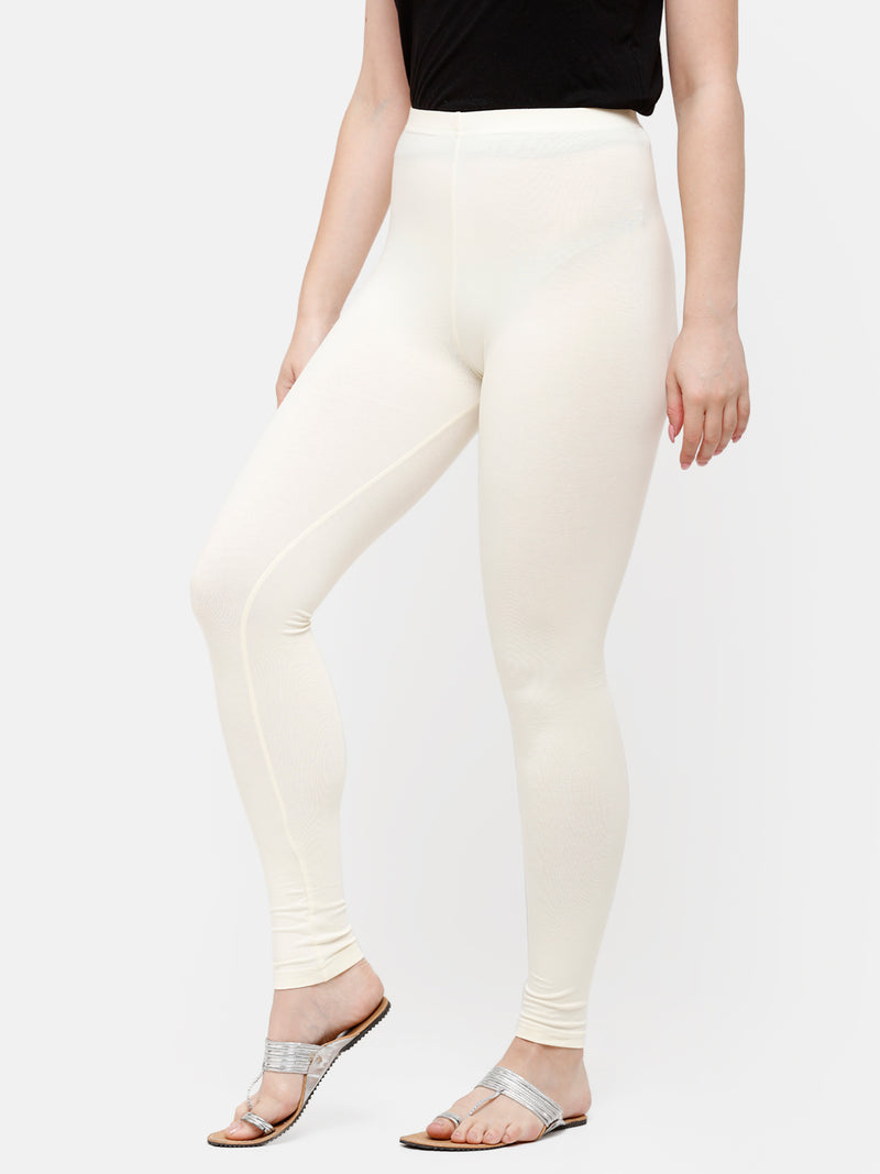 De Moza - Women's Beige Leggings Ankle Length (4890554728511)