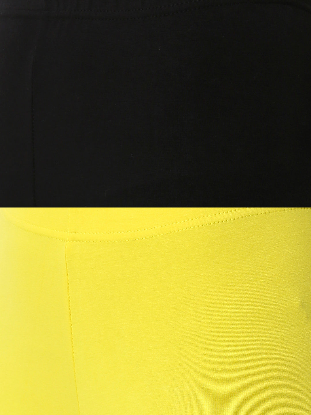 Pack of 2 De Moza Ladies Superior Ankle Leggings Black&Lemon Yellow
