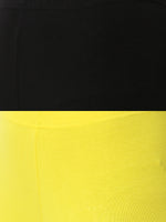 Pack of 2 De Moza Ladies Superior Ankle Leggings Black&Lemon Yellow