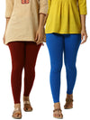 De Moza Superior Ankle Length Leggings Combo Pack of 2 Maroon&Cobalt - De Moza