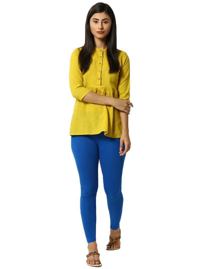 De Moza Superior Ankle Length Leggings Combo Pack of 2 Maroon&Cobalt - De Moza