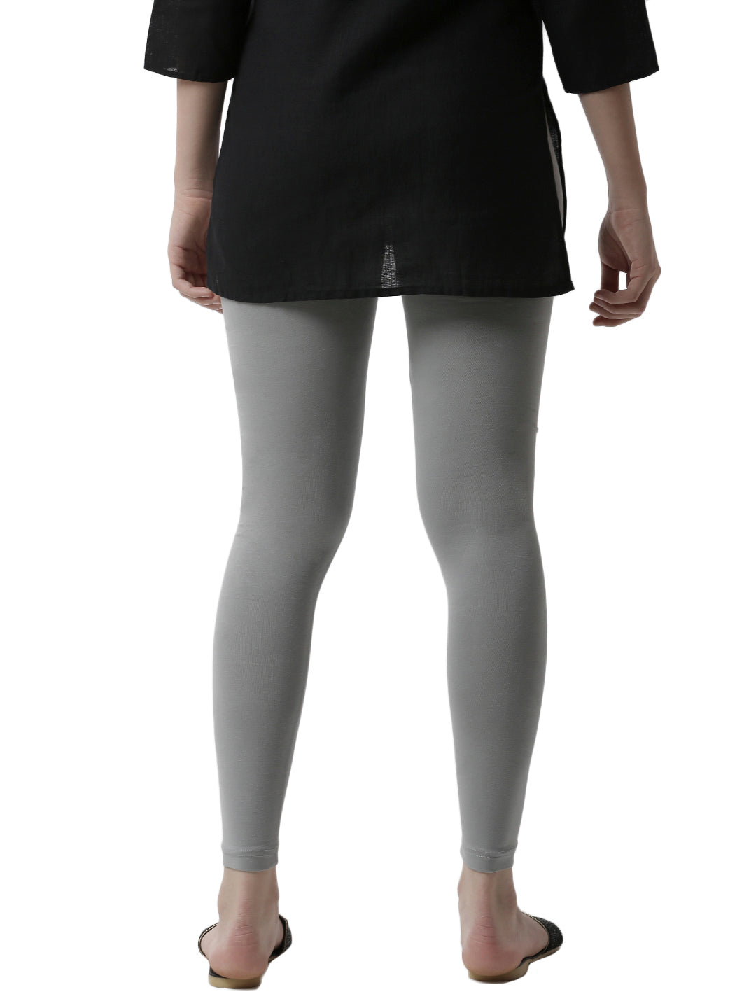 De Moza Superior Ankle Length Leggings Combo Pack of 2 Navy Blue&Light Grey - De Moza