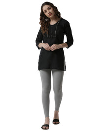 De Moza Superior Ankle Length Leggings Combo Pack of 2 Navy Blue&Light Grey - De Moza