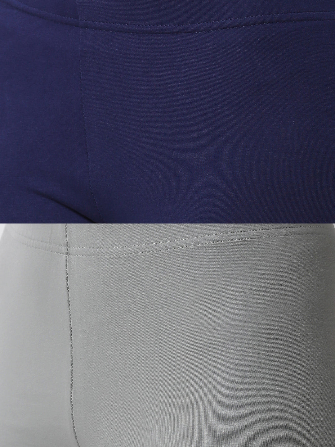 De Moza Superior Ankle Length Leggings Combo Pack of 2 Navy Blue&Light Grey - De Moza