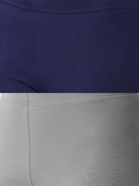De Moza Superior Ankle Length Leggings Combo Pack of 2 Navy Blue&Light Grey - De Moza