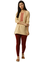 De Moza Superior Ankle Length Leggings Combo Pack of 2 White&Maroon - De Moza