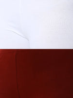 De Moza Superior Ankle Length Leggings Combo Pack of 2 White&Maroon - De Moza