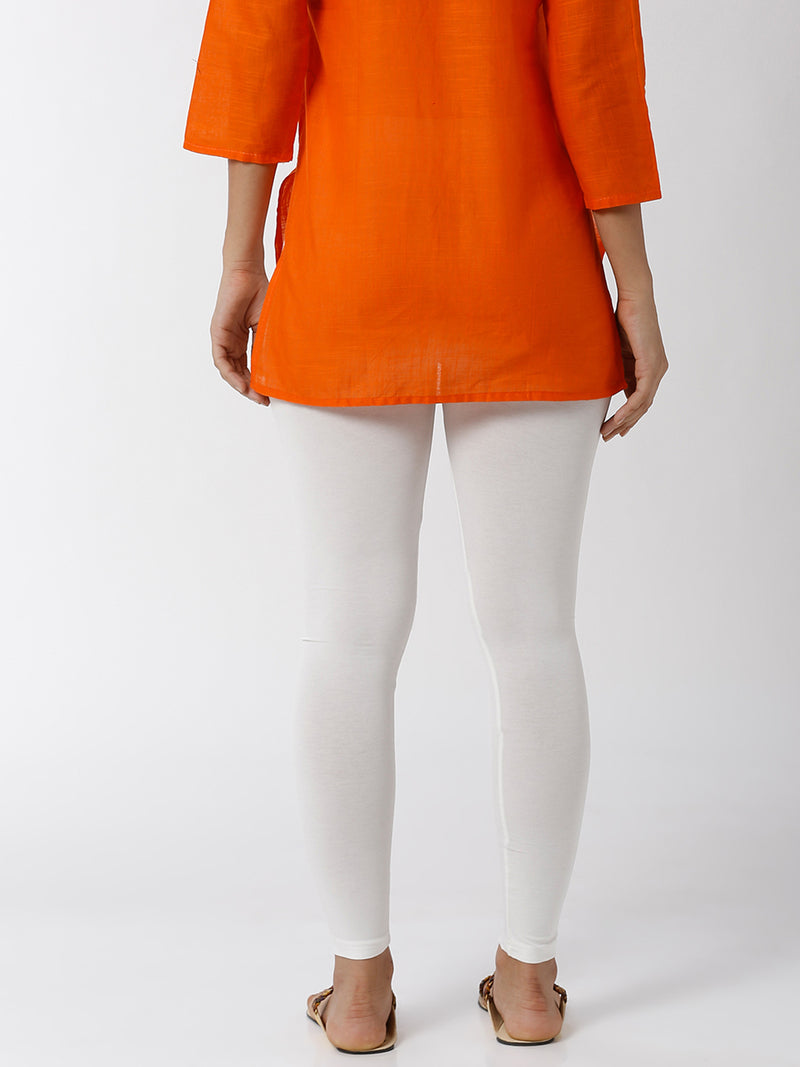 De Moza - Women's White Leggings Ankle Length (4890552172607)