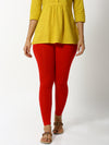 De Moza Women's Ankle Length Leggings Solid Viscose True Red - De Moza (4890552795199)