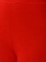 De Moza Women's Ankle Length Leggings Solid Viscose True Red - De Moza (4890552795199)