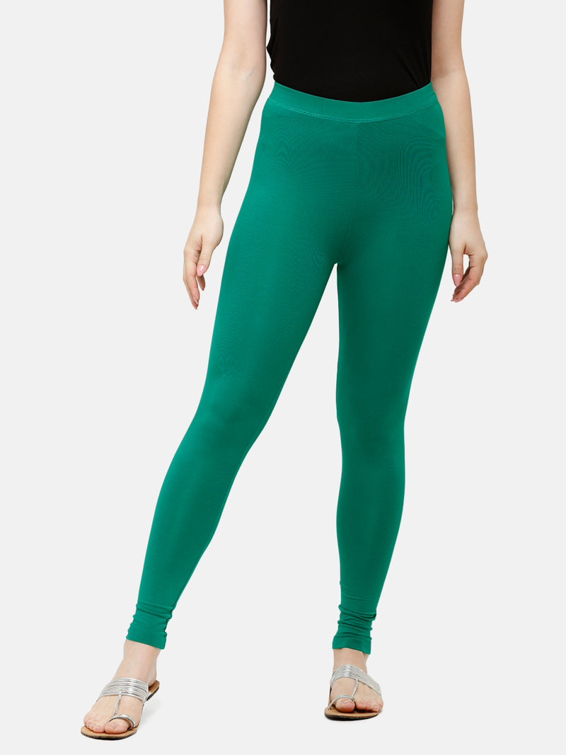 De Moza Superior Ankle Length Leggings Combo Pack of 2 White&Emerald Green - De Moza