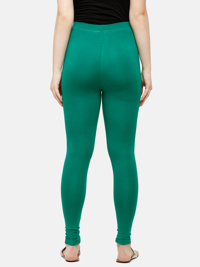 De Moza Superior Ankle Length Leggings Combo Pack of 2 White&Emerald Green - De Moza