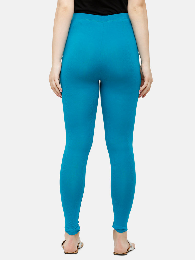 De Moza Superior Ankle Length Leggings Combo Pack of 2 White&Teal - De Moza