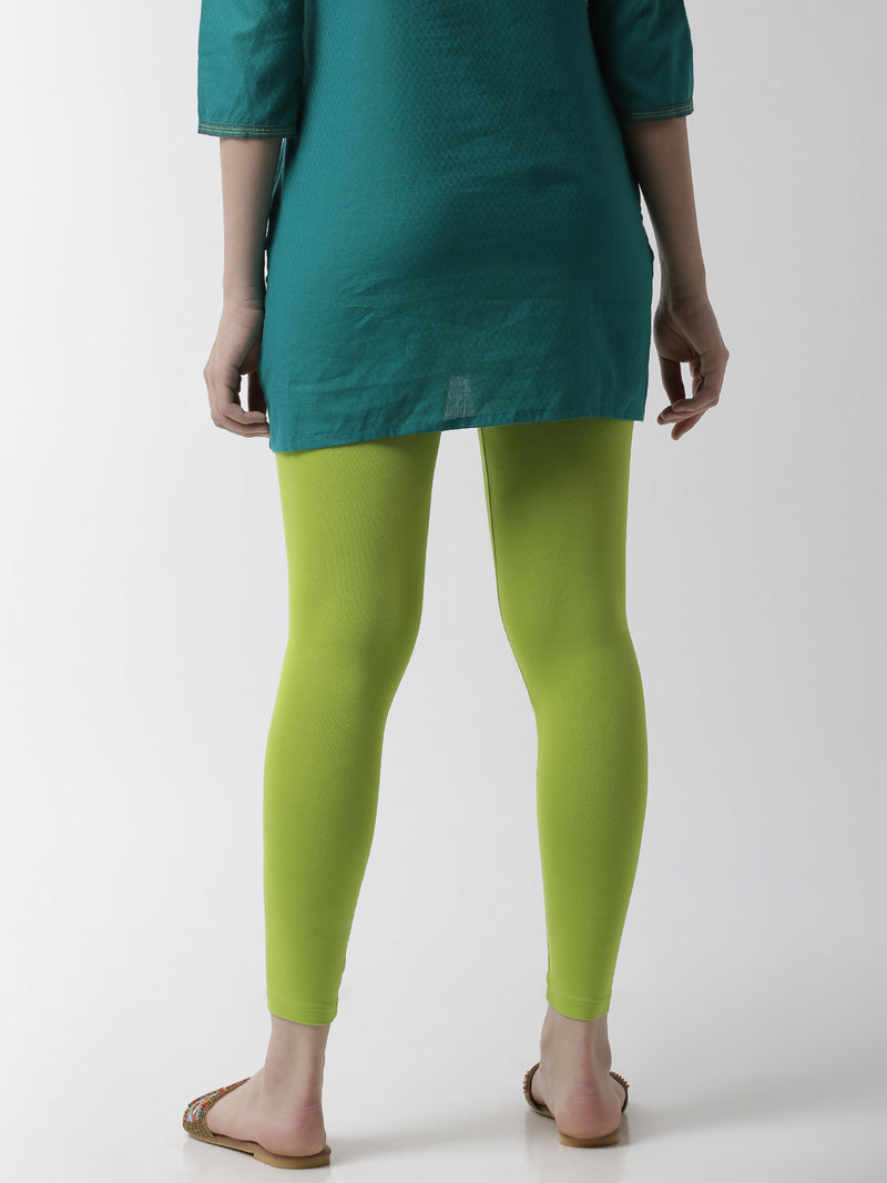De Moza Superior Ankle Length Leggings Combo Pack of 2 Lime&Offwhite - De Moza