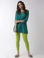 De Moza Superior Ankle Length Leggings Combo Pack of 2 Lime&Offwhite - De Moza