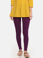 De Moza Superior Ankle Length Leggings Combo Pack of 2 Offwhite&Dark Purple - De Moza