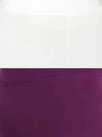 De Moza Superior Ankle Length Leggings Combo Pack of 2 Offwhite&Dark Purple - De Moza