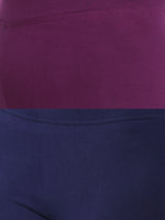 Pack of 2 De Moza Ladies Superior Ankle Leggings Dark Purple&Navy Blue