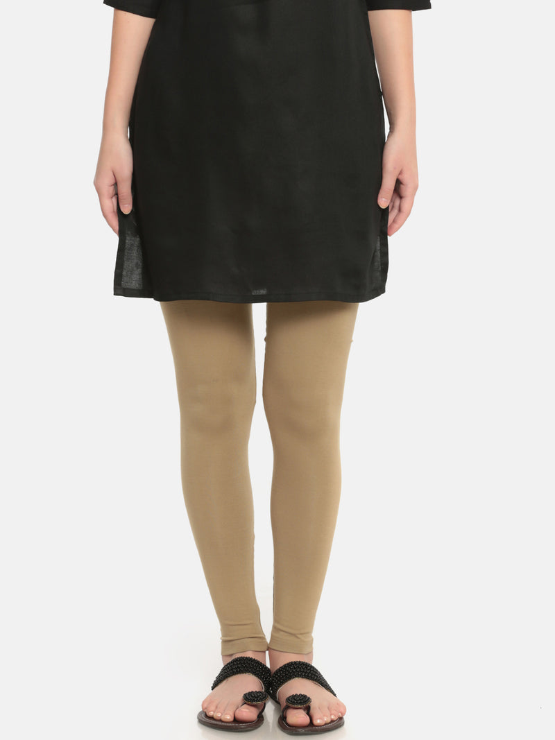 De Moza Superior Ankle Length Leggings Combo Pack of 2 Golden Beige&Teal - De Moza