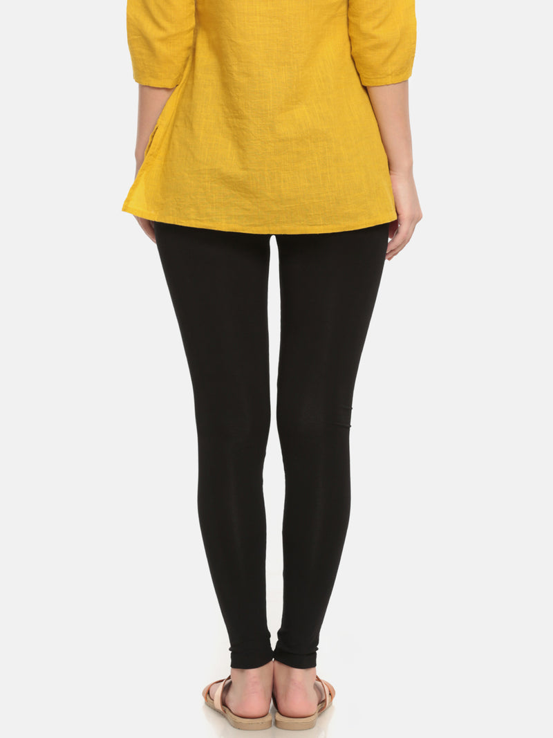 Pack of 2 De Moza Ladies Superior Ankle Leggings Black&Dark Yellow