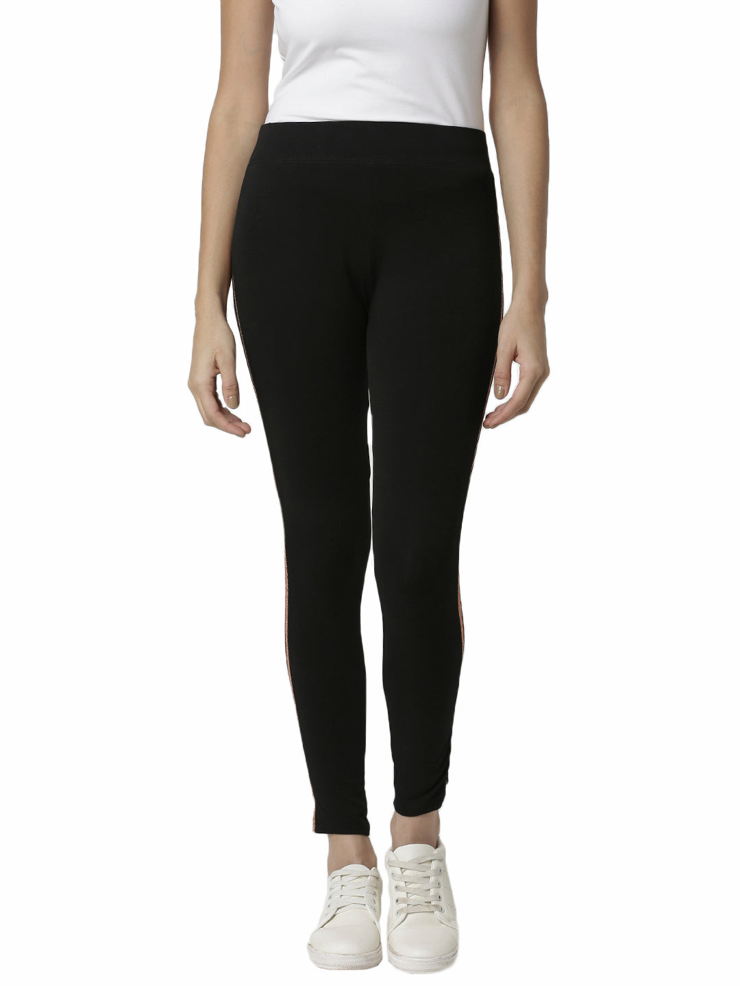 De Moza Ladies Copper gold Side Striped Leggings - De Moza (4383124586559)