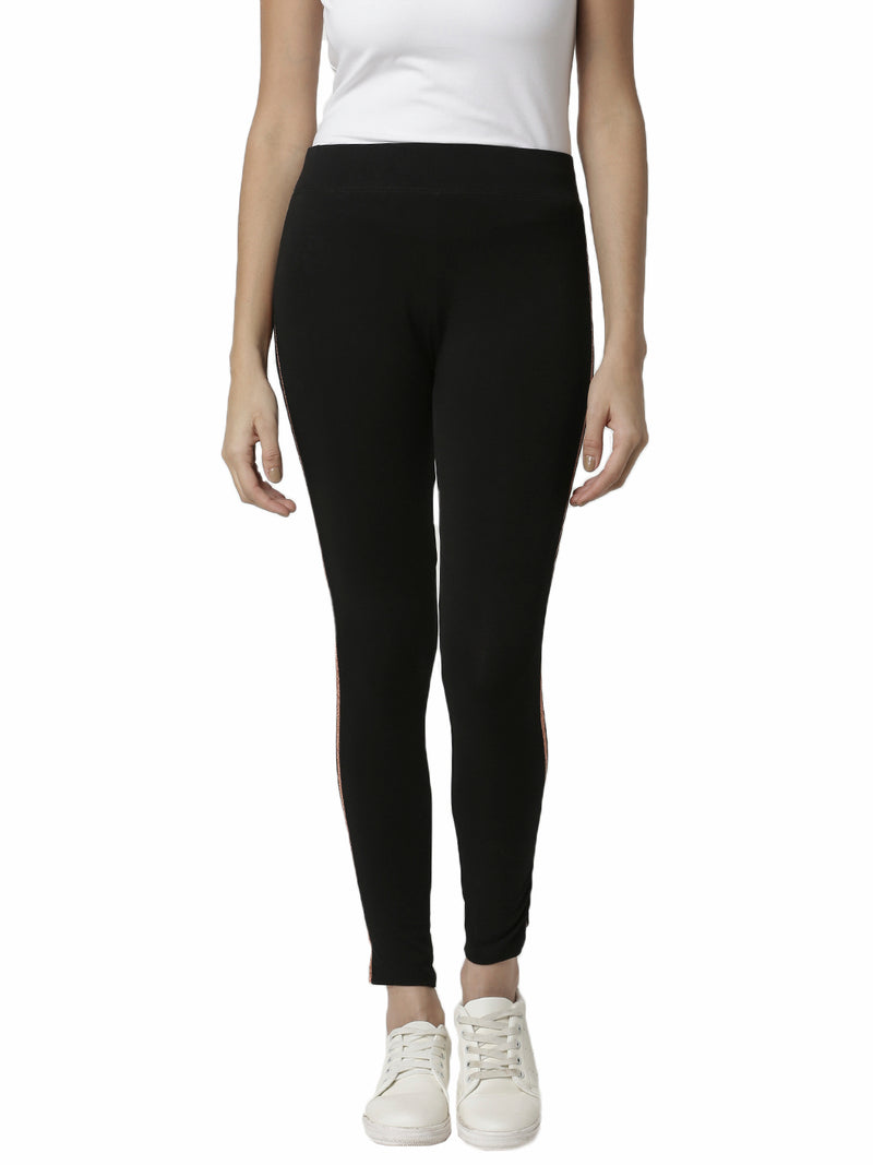 De Moza Ladies Copper gold Side Striped Leggings - De Moza (4383124586559)