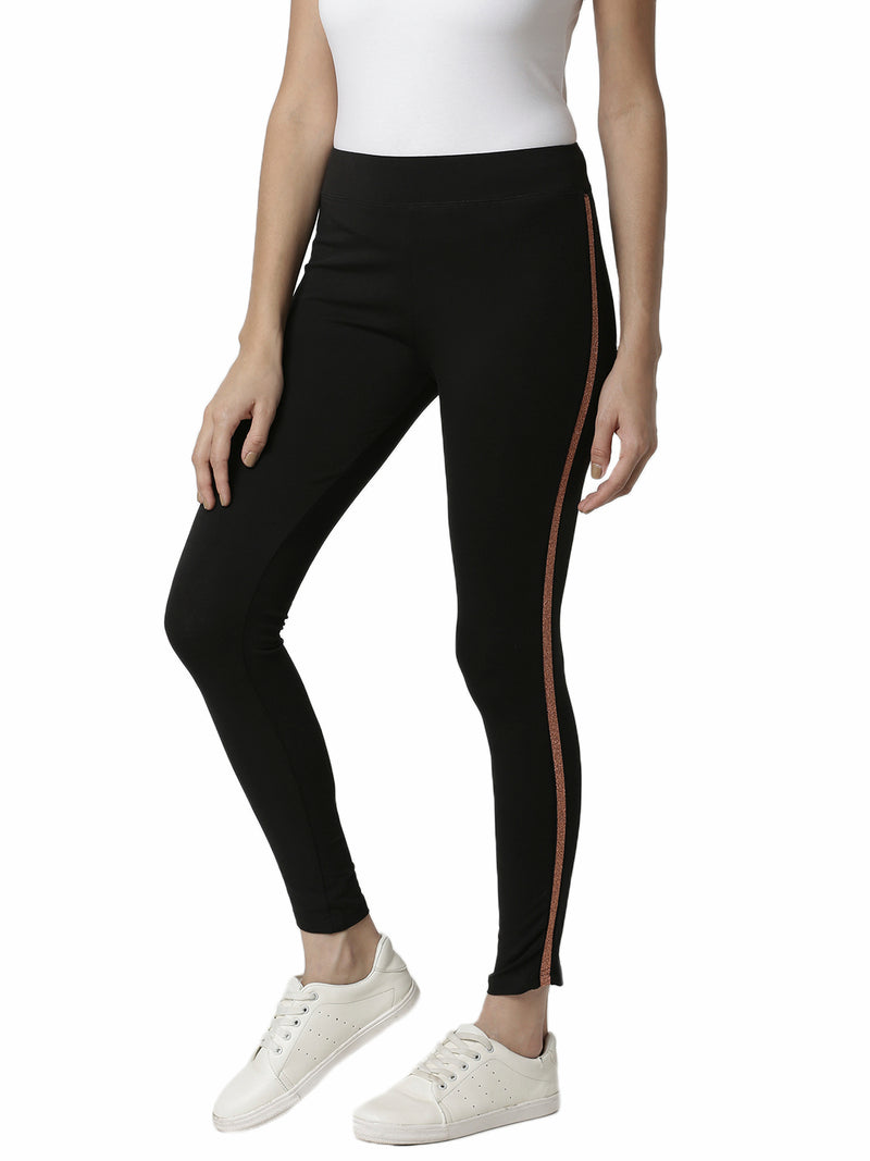 De Moza Ladies Copper gold Side Striped Leggings - De Moza (4383124586559)