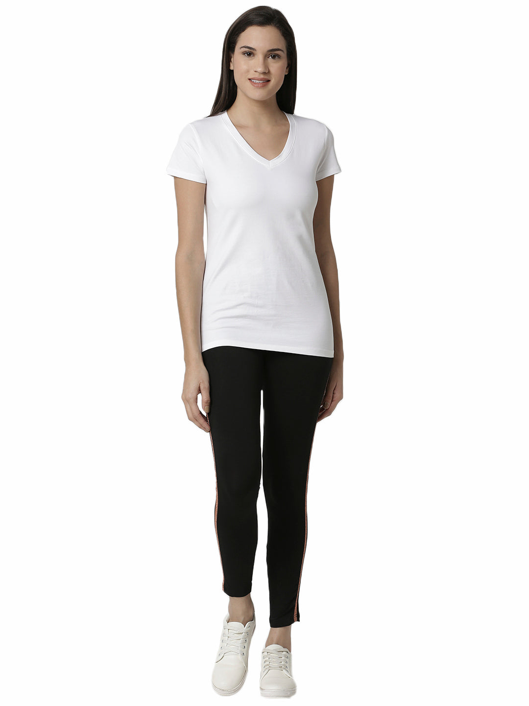 De Moza Ladies Copper gold Side Striped Leggings - De Moza (4383124586559)